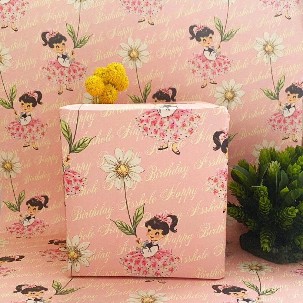 Happy Birthday A*hole Wrapping Paper Sheet